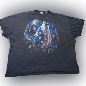 Vintage Liquid Blue Patriotic Wolf Tshirt